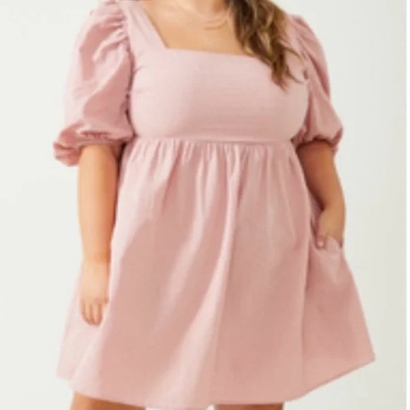 Arula Olive Green Puff Sleeve Dress - Picture 4 of 4